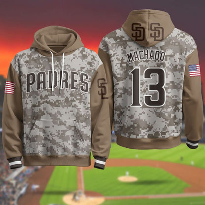 San Diego Padres Military Hoodie - All Stitched