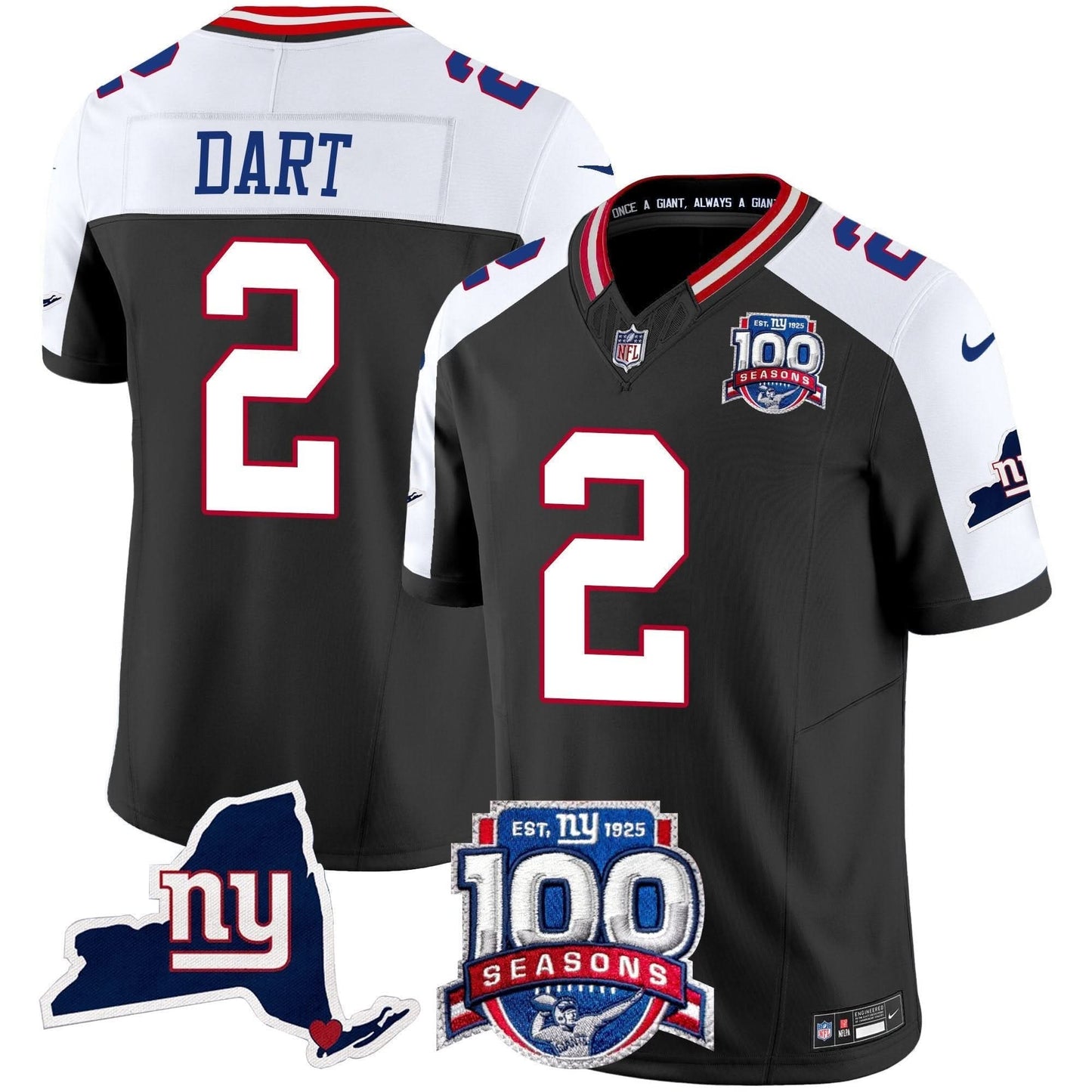 Men's New York Giants 100th Season & State Patch Vapor Limited Jersey - All Stitched