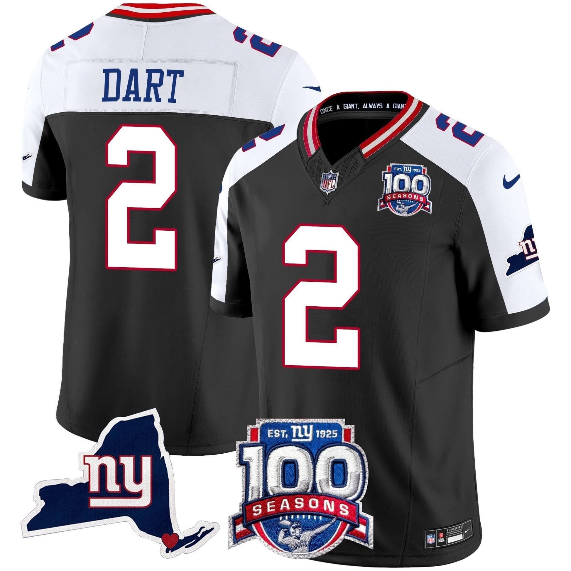 Men's New York Giants 100th Season & State Patch Vapor Limited Jersey - All Stitched