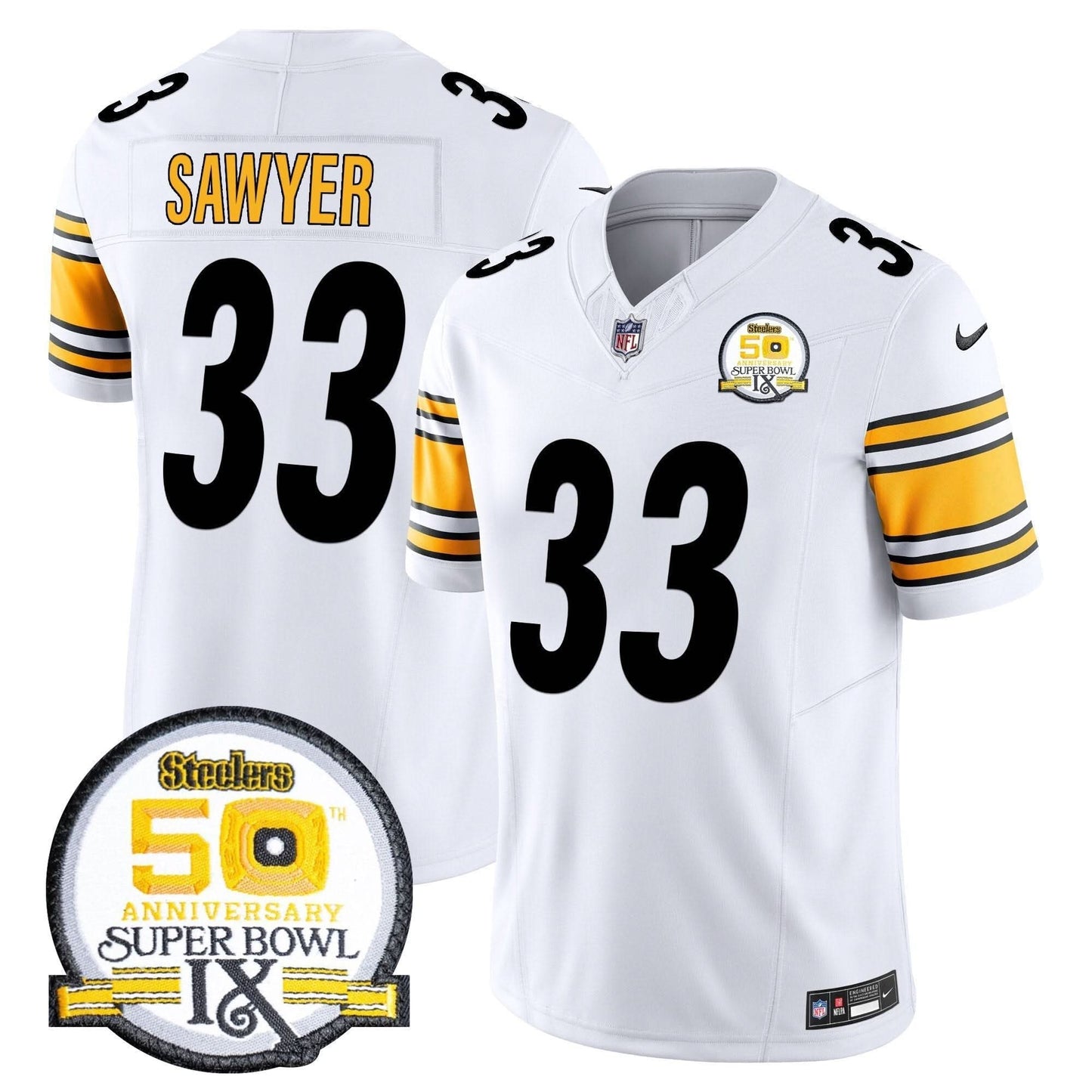 Men's Steelers 50th Anniversary Of Super Bowl IX Patch Vapor Limited Jersey - All Stitched