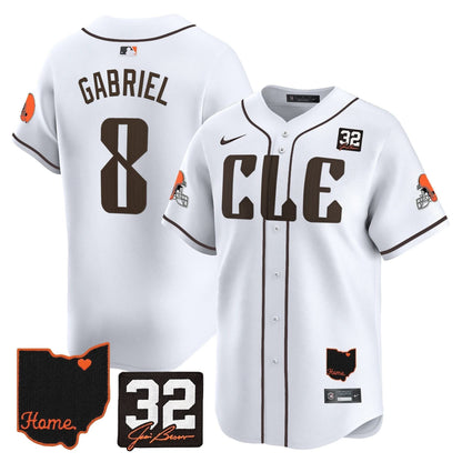 Men's Browns #32 Jim Brown Memorial & Home Patch Vapor Premier Limited Jersey - All Stitched