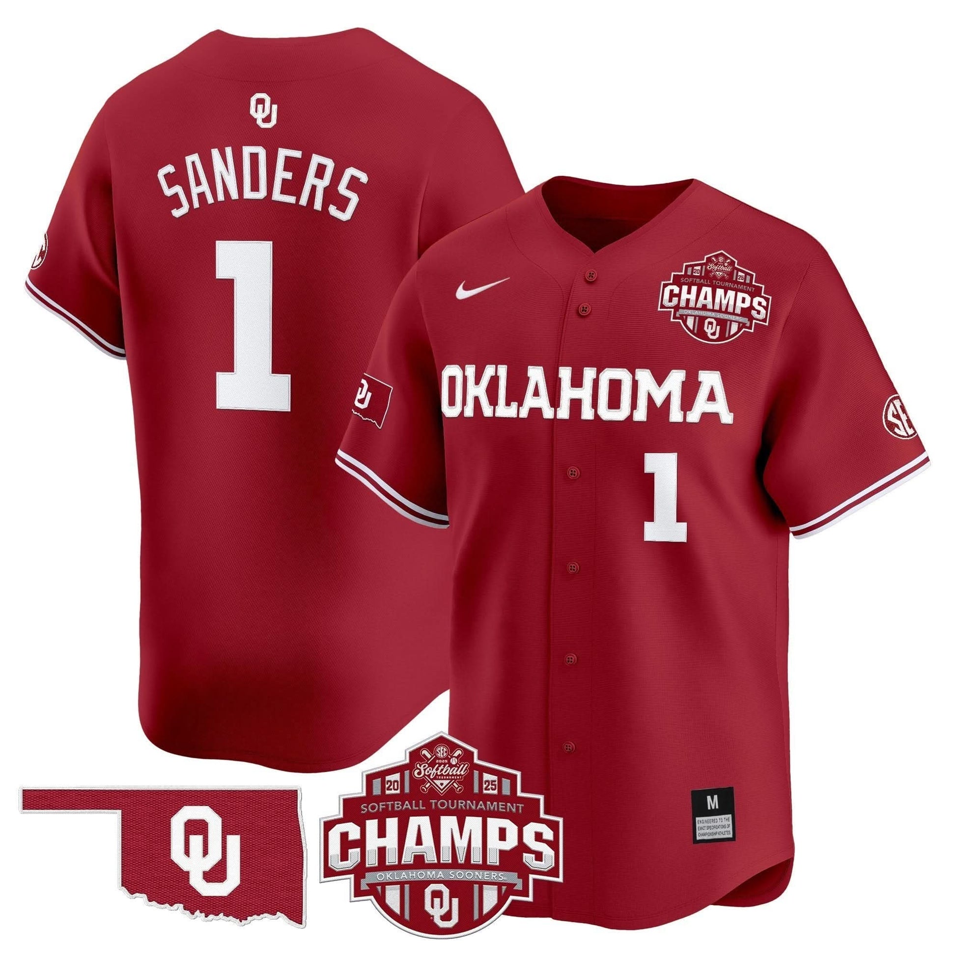 Oklahoma Sooners 2025 SEC Softball Conference Tournament Champions Patch Vapor Premier Limited Jersey - All Stitched