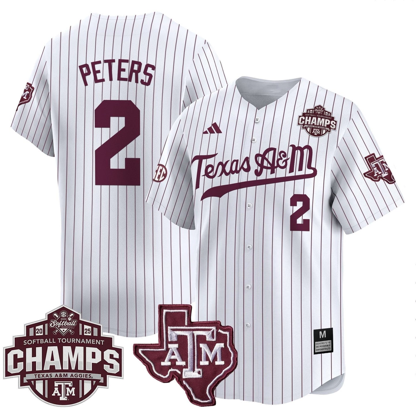 Men's Size - Texas A&M Aggies 2025 SEC Softball Conference Tournament Champions Patch Vapor Premier Limited Jersey - All Stitched