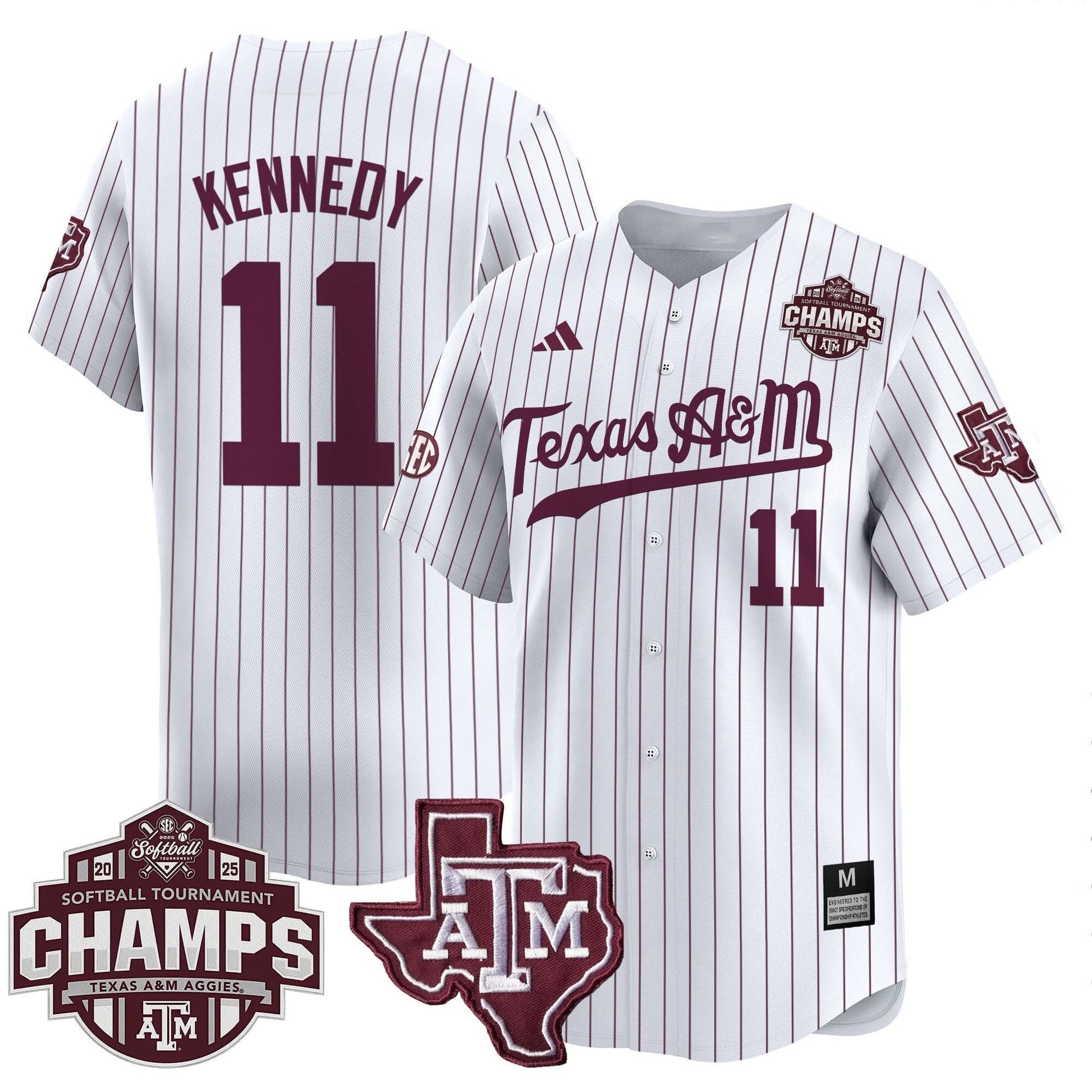 Men's Size - Texas A&M Aggies 2025 SEC Softball Conference Tournament Champions Patch Vapor Premier Limited Jersey - All Stitched