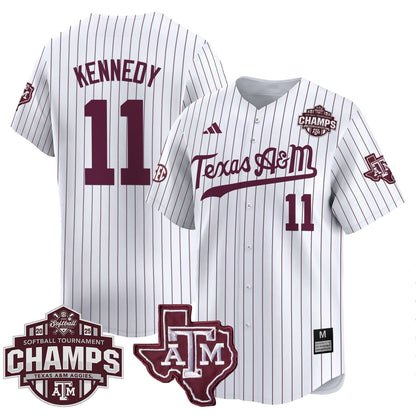 Men's Size - Texas A&M Aggies 2025 SEC Softball Conference Tournament Champions Patch Vapor Premier Limited Jersey - All Stitched