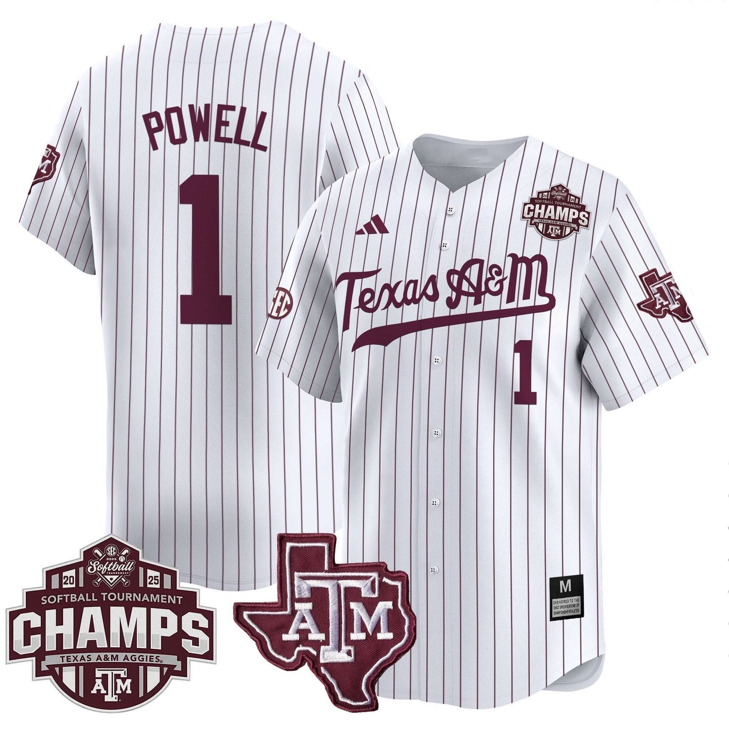 Texas A&M Aggies 2025 SEC Softball Conference Tournament Champions Patch Vapor Premier Limited Jersey - All Stitched