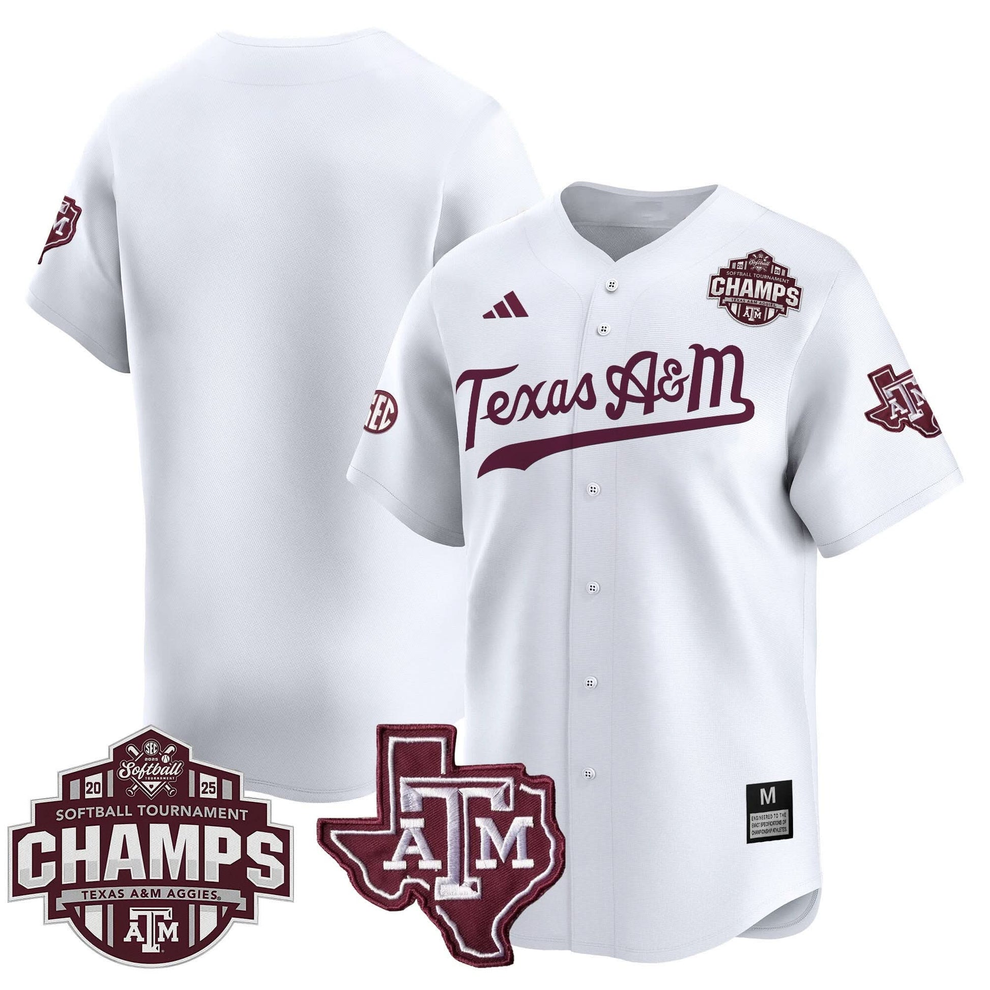 Men's Size - Texas A&M Aggies 2025 SEC Softball Conference Tournament Champions Patch Vapor Premier Limited Jersey - All Stitched