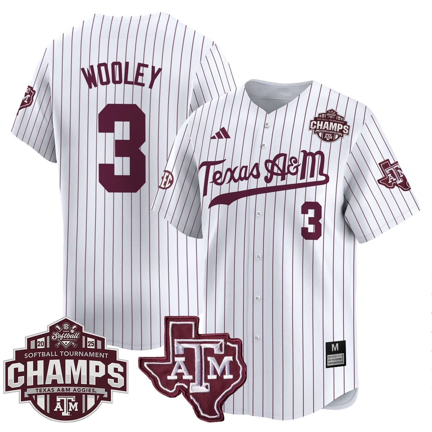 Men's Size - Texas A&M Aggies 2025 SEC Softball Conference Tournament Champions Patch Vapor Premier Limited Jersey - All Stitched