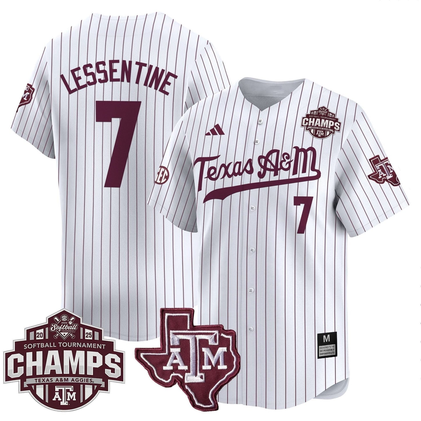 Men's Size - Texas A&M Aggies 2025 SEC Softball Conference Tournament Champions Patch Vapor Premier Limited Jersey - All Stitched