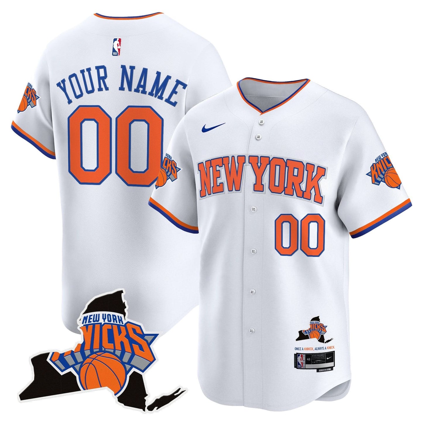 New York Knicks Vapor Baseball Custom Jersey - All Stitched