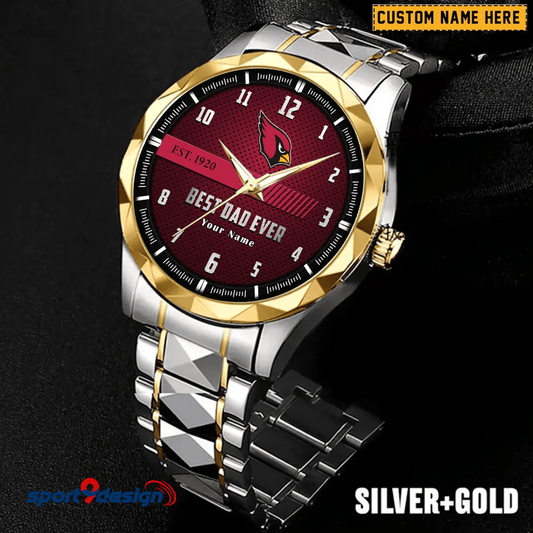 Arizona Cardinals Best Dad Ever Luxury Diamond Men Watch Father's Day Gift