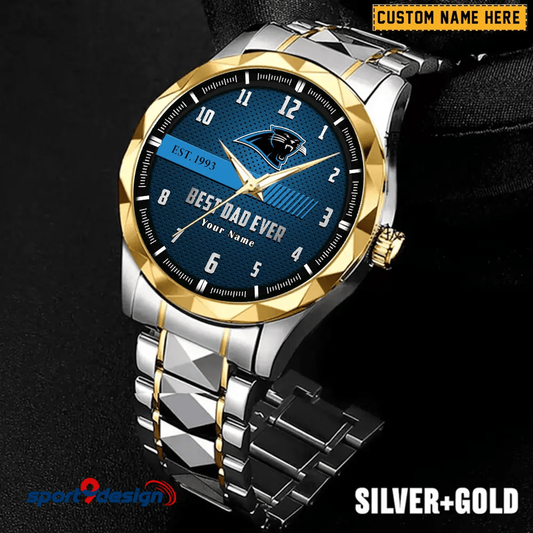 Carolina Panthers Best Dad Ever Luxury Diamond Men Watch Father's Day Gift