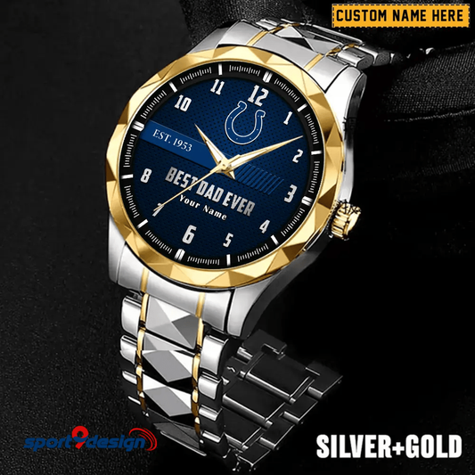 Indianapolis Colts Best Dad Ever Luxury Diamond Men Watch Father's Day Gift