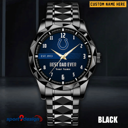Indianapolis Colts Best Dad Ever Luxury Diamond Men Watch Father's Day Gift