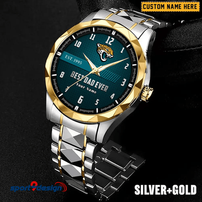 Jacksonville Jaguars Best Dad Ever Luxury Diamond Men Watch Father's Day Gift