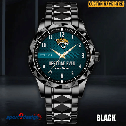 Jacksonville Jaguars Best Dad Ever Luxury Diamond Men Watch Father's Day Gift