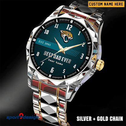 Jacksonville Jaguars Best Dad Ever Luxury Diamond Men Watch Father's Day Gift