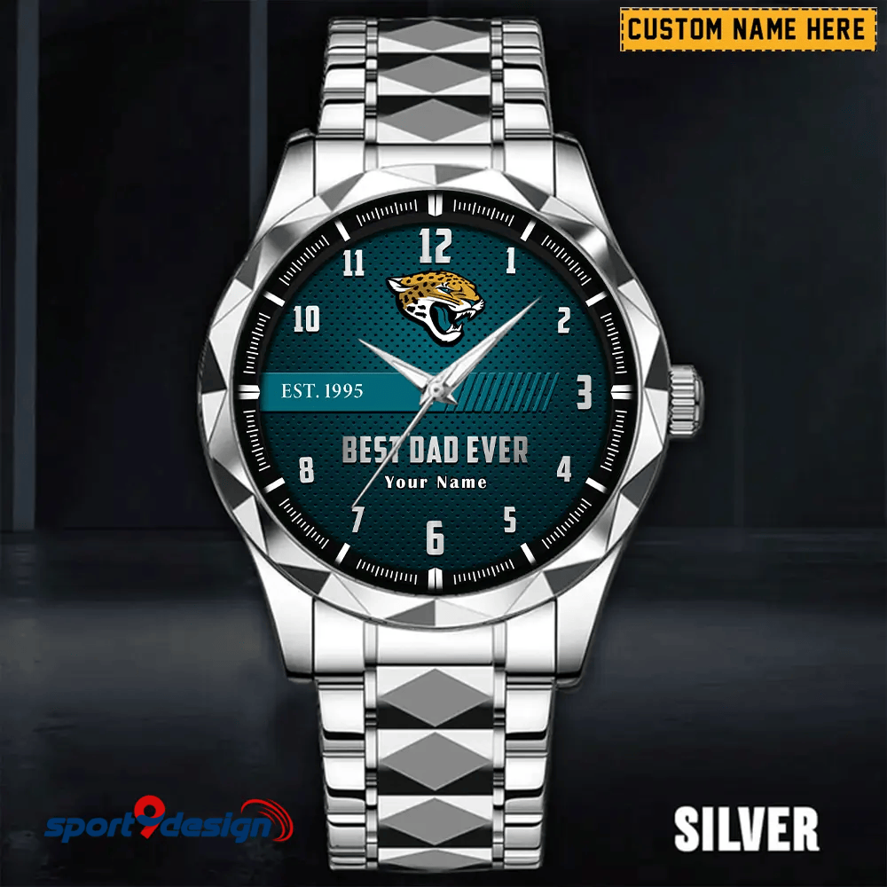 Jacksonville Jaguars Best Dad Ever Luxury Diamond Men Watch Father's Day Gift