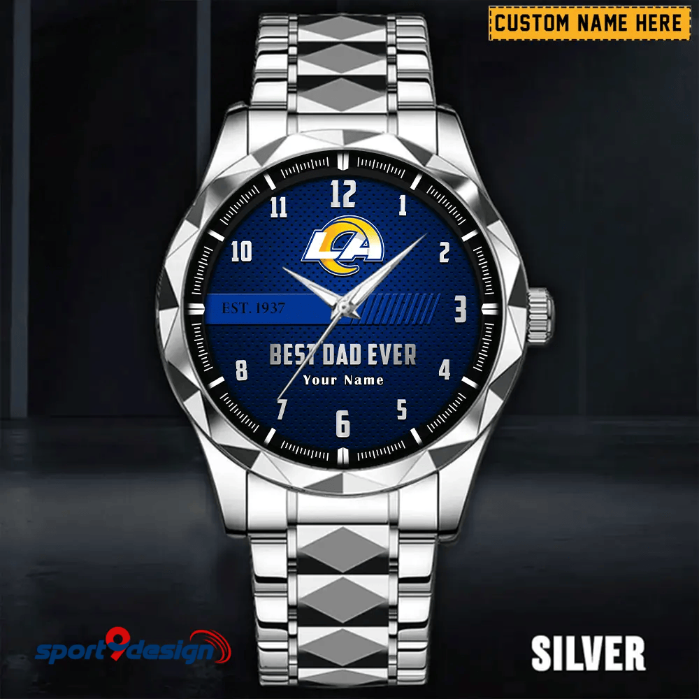 Los Angeles Rams Best Dad Ever Luxury Diamond Men Watch Father's Day Gift