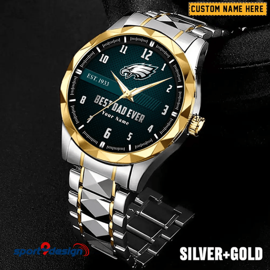 Philadelphia Eagles Best Dad Ever Luxury Diamond Men Watch Father's Day Gift