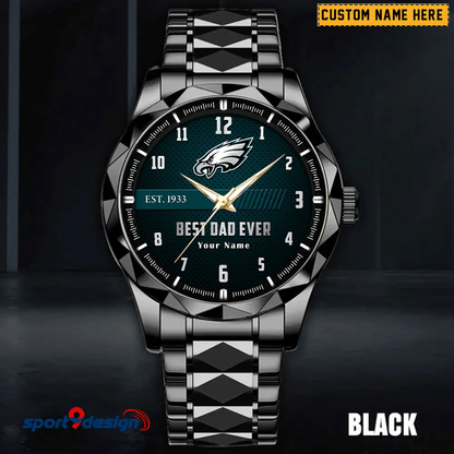 Philadelphia Eagles Best Dad Ever Luxury Diamond Men Watch Father's Day Gift