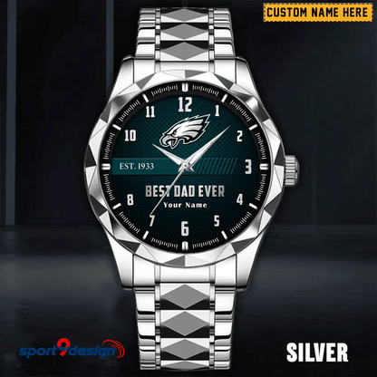Philadelphia Eagles Best Dad Ever Luxury Diamond Men Watch Father's Day Gift