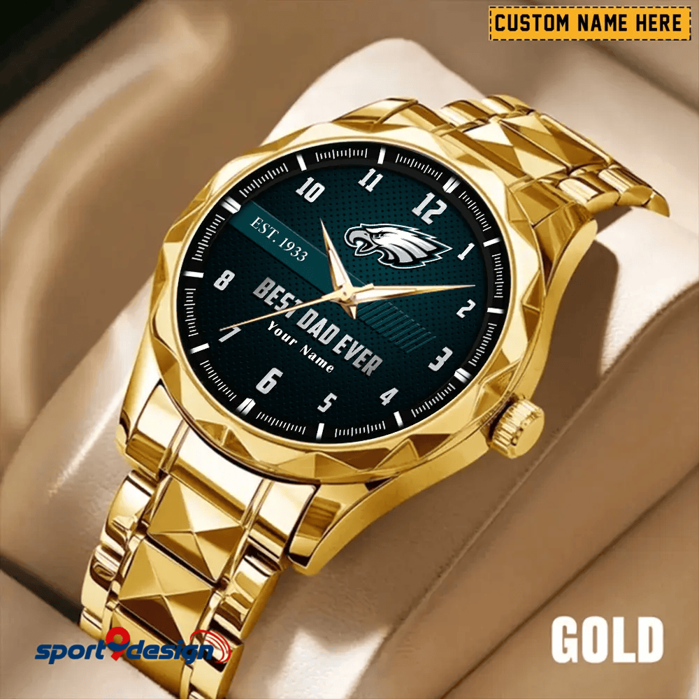 Philadelphia Eagles Best Dad Ever Luxury Diamond Men Watch Father's Day Gift