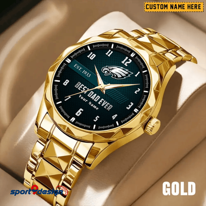 Philadelphia Eagles Best Dad Ever Luxury Diamond Men Watch Father's Day Gift