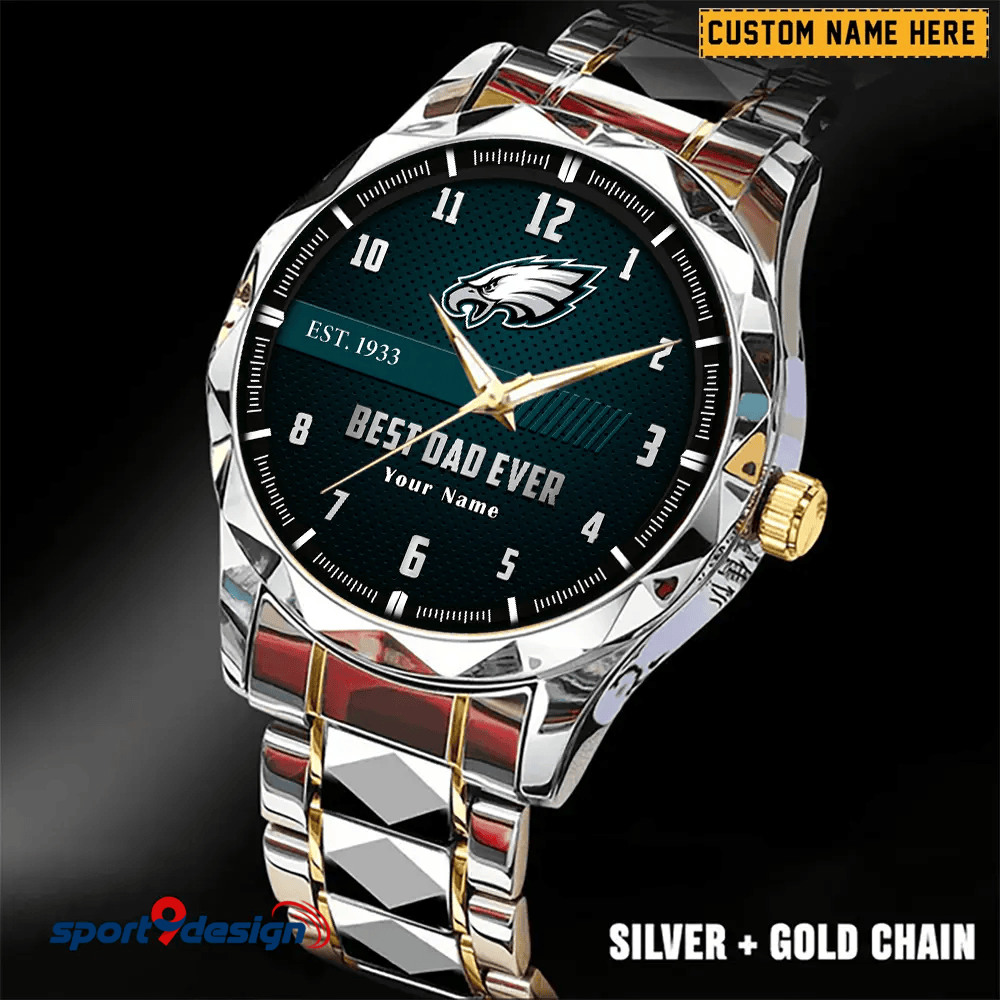 Philadelphia Eagles Best Dad Ever Luxury Diamond Men Watch Father's Day Gift