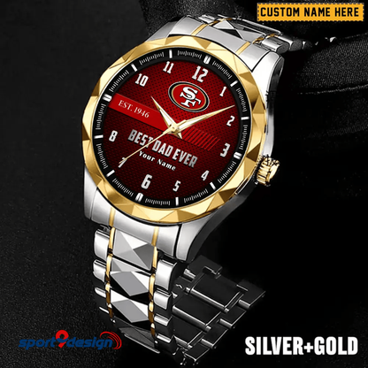 San Francisco 49ers Best Dad Ever Luxury Diamond Men Watch Father's Day Gift
