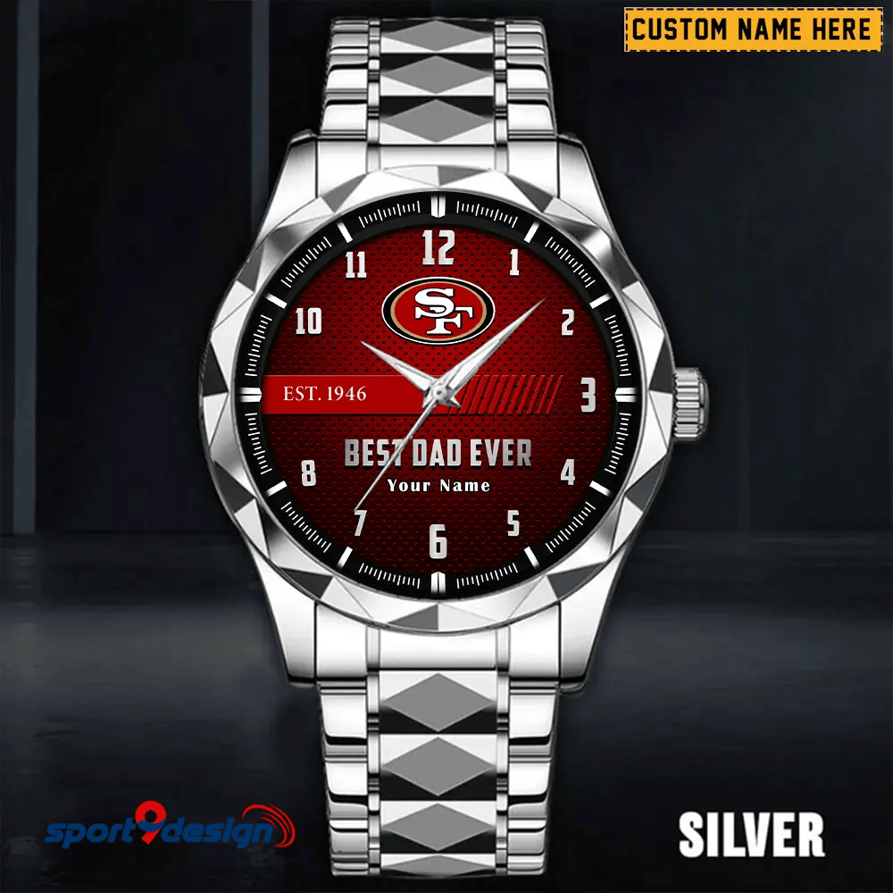 San Francisco 49ers Best Dad Ever Luxury Diamond Men Watch Father's Day Gift