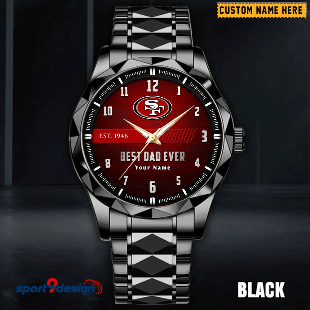 San Francisco 49ers Best Dad Ever Luxury Diamond Men Watch Father's Day Gift