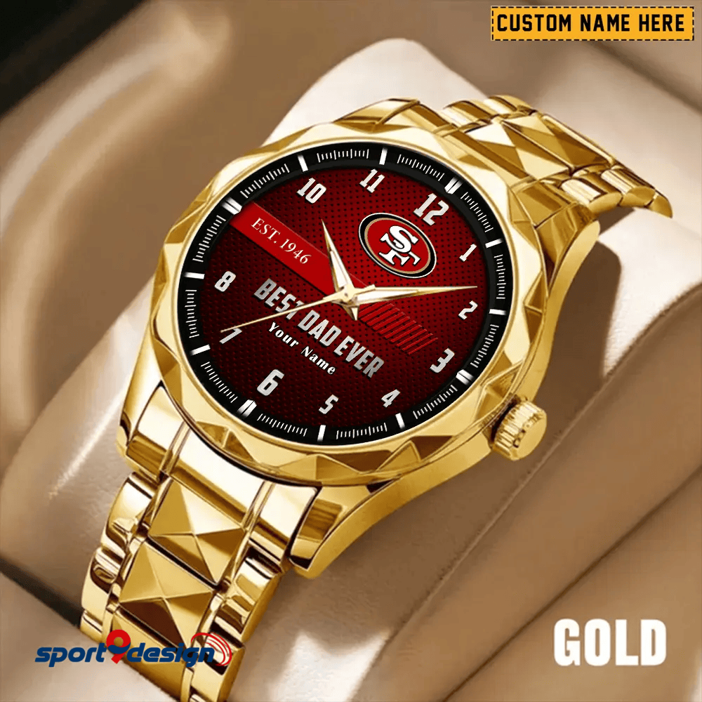 San Francisco 49ers Best Dad Ever Luxury Diamond Men Watch Father's Day Gift