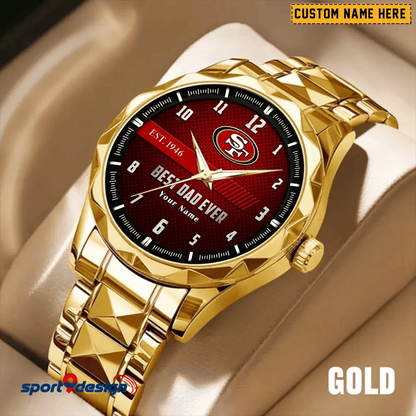 San Francisco 49ers Best Dad Ever Luxury Diamond Men Watch Father's Day Gift
