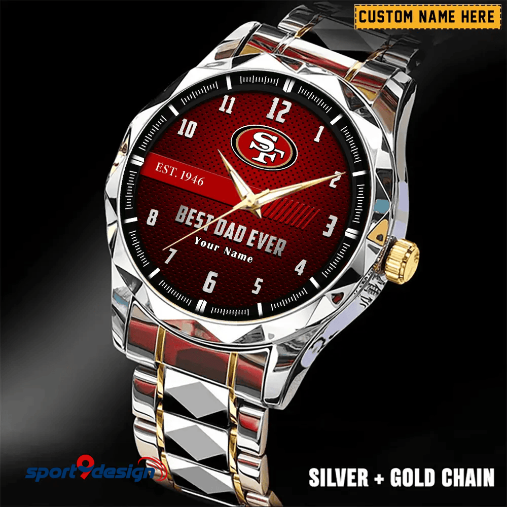 San Francisco 49ers Best Dad Ever Luxury Diamond Men Watch Father's Day Gift