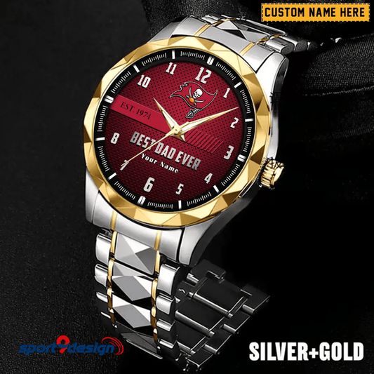 Tampa Bay Buccaneers Best Dad Ever Luxury Diamond Men Watch Father's Day Gift