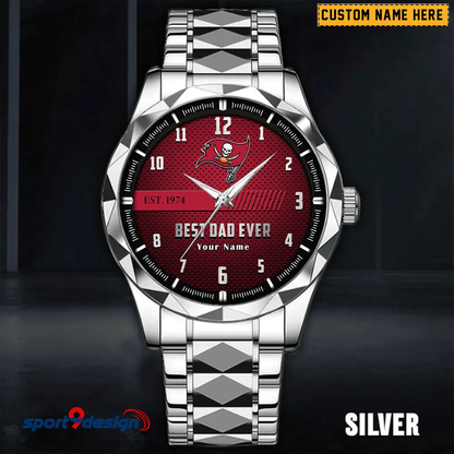 Tampa Bay Buccaneers Best Dad Ever Luxury Diamond Men Watch Father's Day Gift