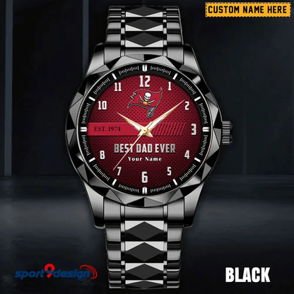 Tampa Bay Buccaneers Best Dad Ever Luxury Diamond Men Watch Father's Day Gift