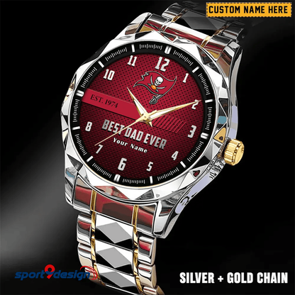 Tampa Bay Buccaneers Best Dad Ever Luxury Diamond Men Watch Father's Day Gift
