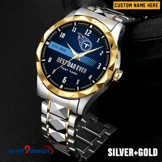Tennessee Titans Best Dad Ever Luxury Diamond Men Watch Father's Day Gift