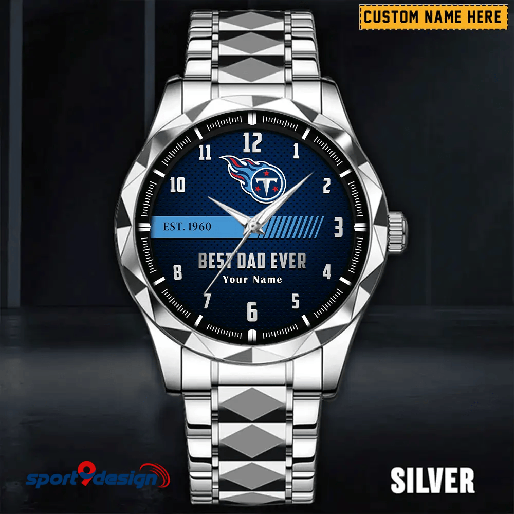Tennessee Titans Best Dad Ever Luxury Diamond Men Watch Father's Day Gift