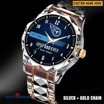 Tennessee Titans Best Dad Ever Luxury Diamond Men Watch Father's Day Gift