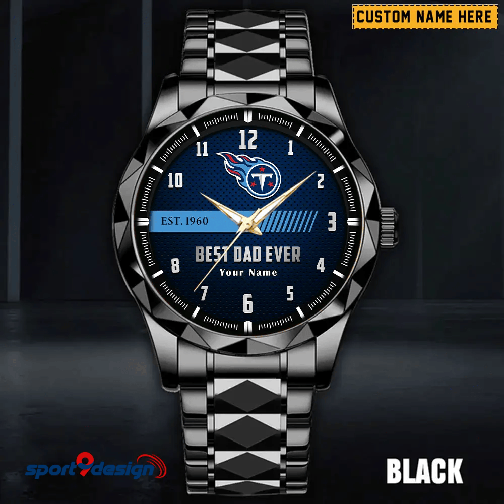 Tennessee Titans Best Dad Ever Luxury Diamond Men Watch Father's Day Gift