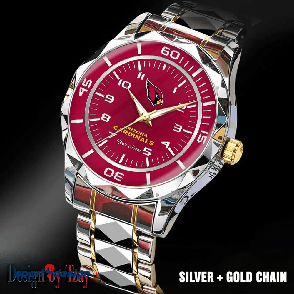 Arizona Cardinals Best Dad Ever Luxury Diamond Men Watch Father's Day Gift