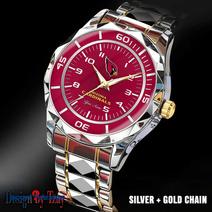 Arizona Cardinals Best Dad Ever Luxury Diamond Men Watch Father's Day Gift