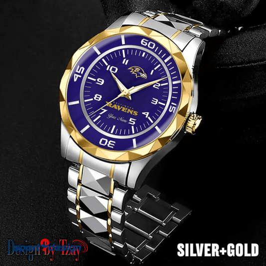 Baltimore Ravens Best Dad Ever Luxury Diamond Men Watch Father's Day Gift