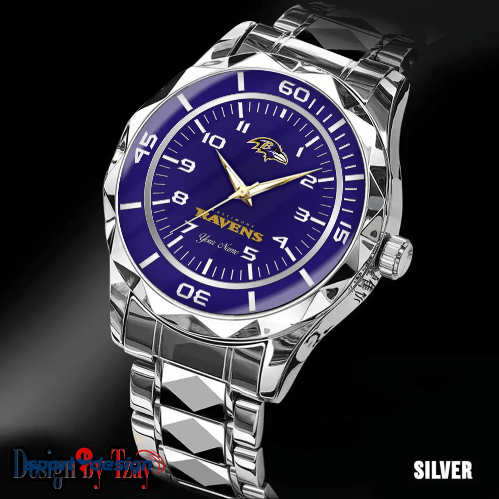 Baltimore Ravens Best Dad Ever Luxury Diamond Men Watch Father's Day Gift