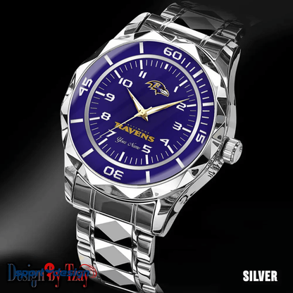 Baltimore Ravens Best Dad Ever Luxury Diamond Men Watch Father's Day Gift