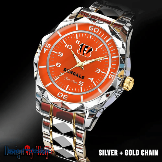 Cincinnati Bengals Best Dad Ever Luxury Diamond Men Watch Father's Day Gift