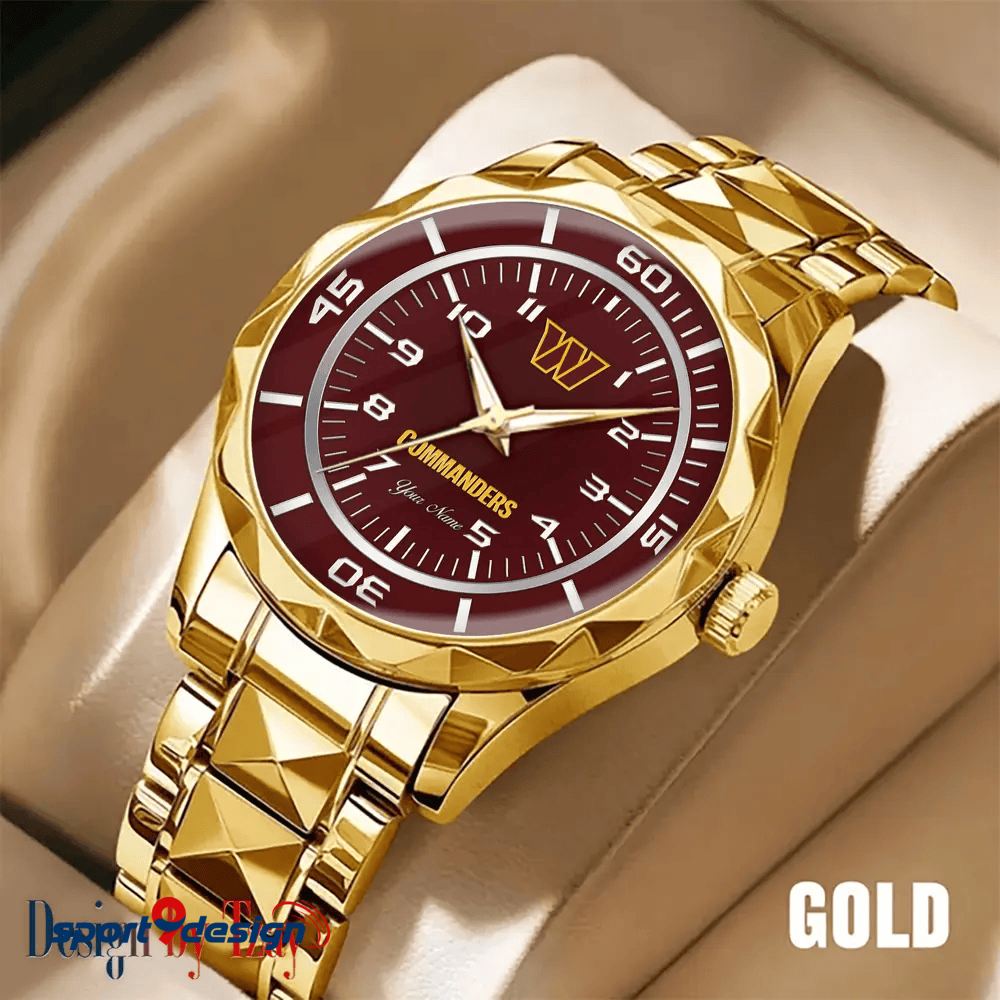 Washington Commanders Best Dad Ever Luxury Diamond Men Watch Father's Day Gift